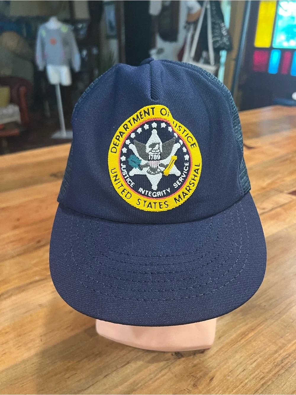 Vintage Navy Blue United States Marshal Department of Justice Patch Cap